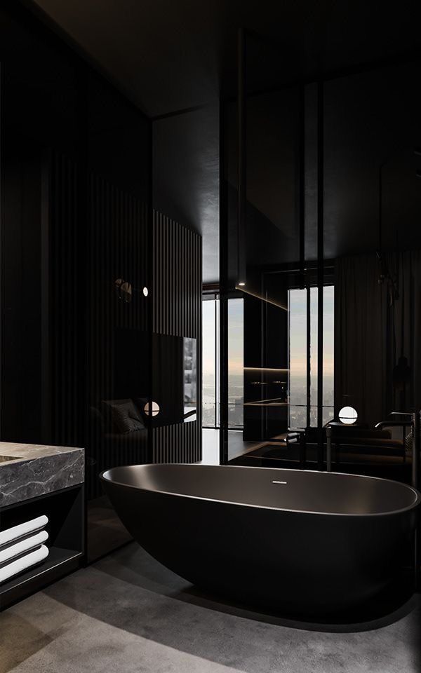 Black. Bathtub