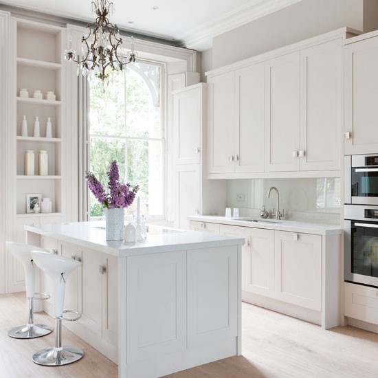 Classic-white-painted-kitchen-with-chandelier-Beautiful-Kitchens-Housetohome